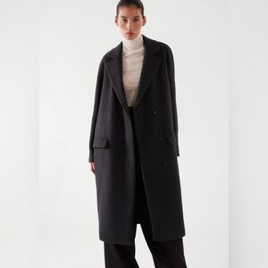 Cos Houndstooth Wool Coat in Purple-Brown